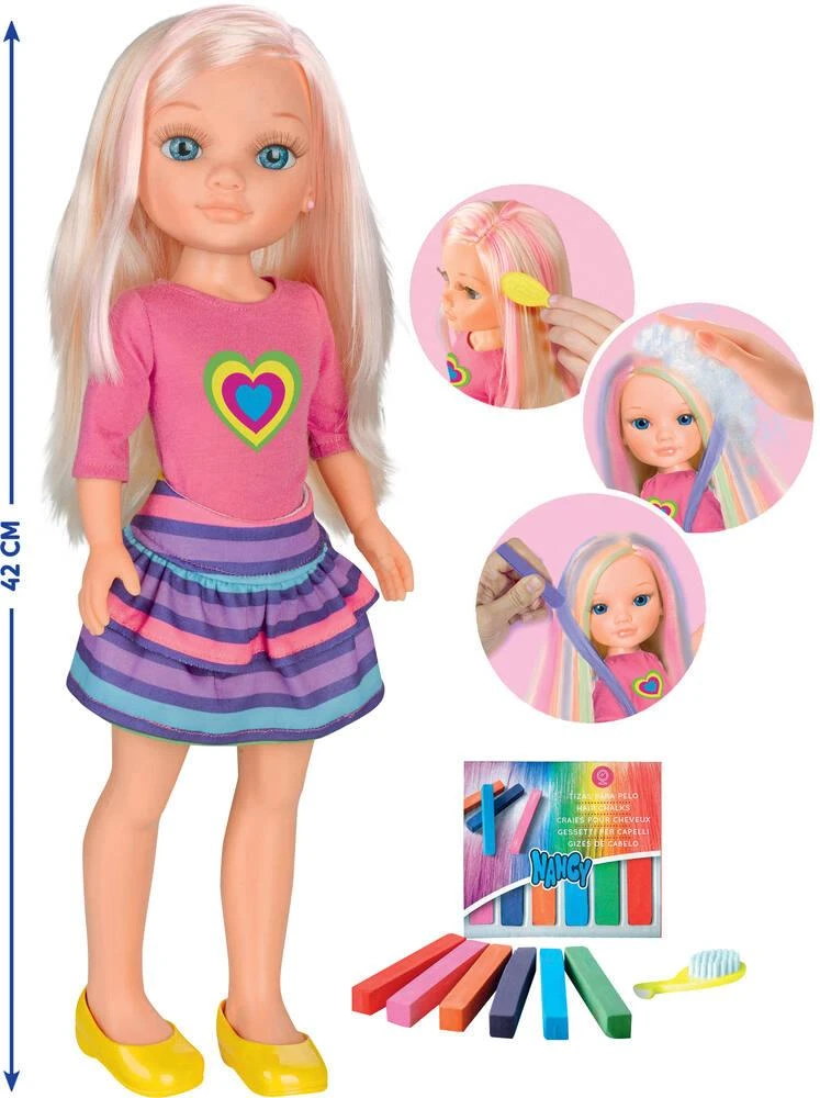 POUPEE NANCY 42 CM UNE JOURNEE MECHES EN COULEURS 1 POUPEE NANCY 42 CM UNE JOURNEE MECHES EN COULEURS
