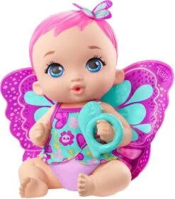 MATTEL MY GARDEN BABY - POUPON BÉBÉ PAPILLON ROSE BOIT ET FAIT PIPI