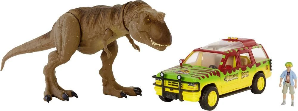 MATTEL JURASSIC WORLD - FIGURINE T REX ET EXPLORER 4X4 1 MATTEL JURASSIC WORLD - FIGURINE T REX ET EXPLORER 4X4